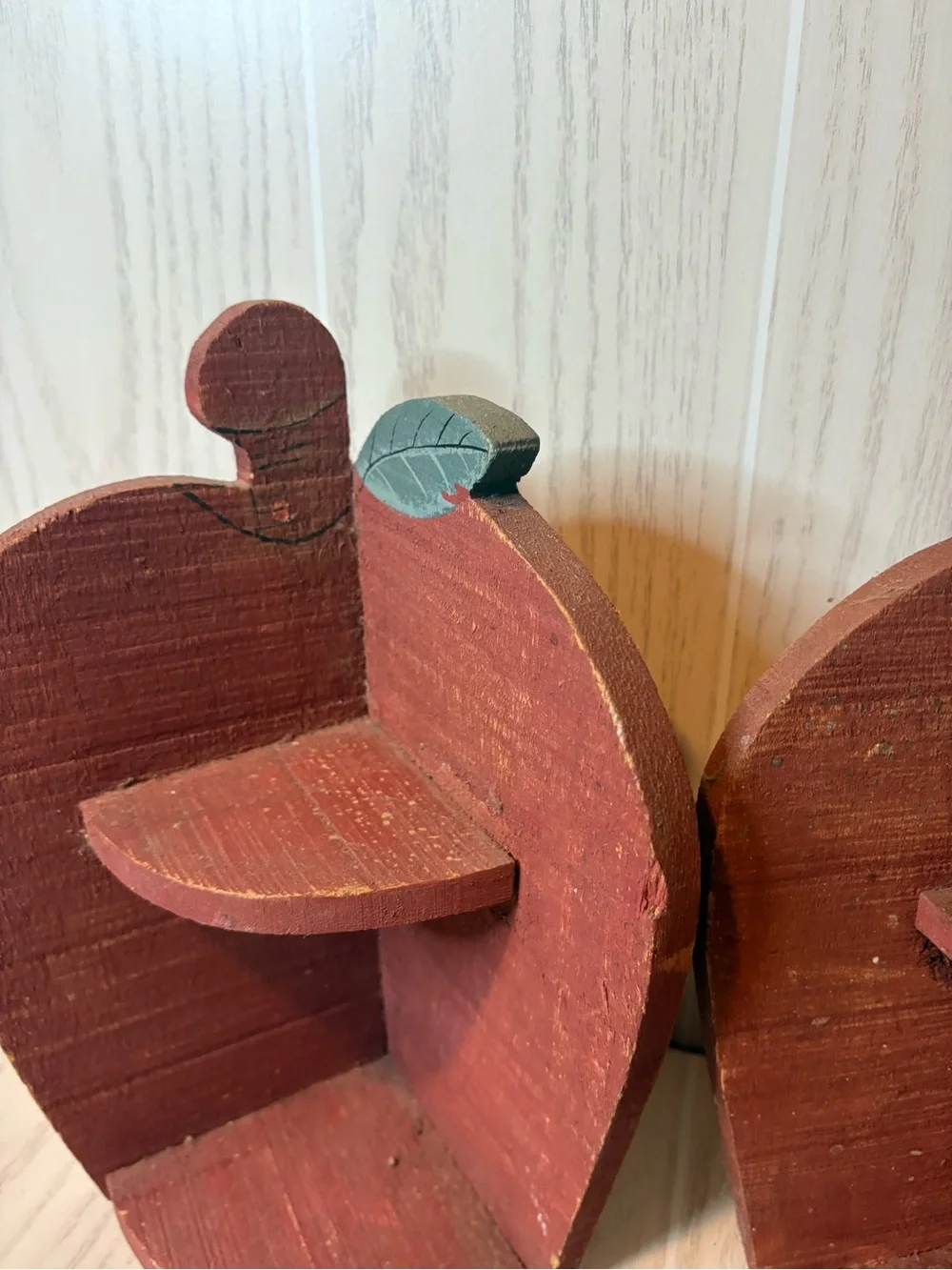 Wooden Apple-Shaped Wall Shelf Rack Set Of 2 Kitsch